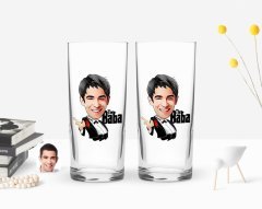 Kişiye Özel Renkli Baskılı Godfather Baba Karikatürlü İkili Rakı Bardağı Seti-2