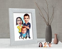 Kişiye Özel Aile Karikatürlü Dekoratif Çerçeve-1