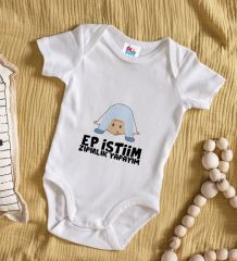 BK Kids Ep İsterim Tasarımlı Beyaz Bebek Body Zıbın-6