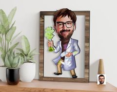 BK Gift Kişiye Özel Erkek Kimya Öğretmeni Karikatürlü 3D Ahşap Tablo, Sevgiliye Hediye, Arkadaşa Hediye, Yıl Dönümü Hediyesi, Doğum Günü Hediyesi-2