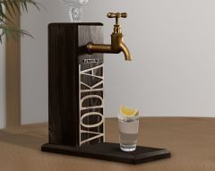 BK Gift Kişiye Özel Kabartma İsimli Musluklu Siyah(Ebony) Ahşap Vodka Standı, Vodka Çeşmesi, Doğum Günü Hediyesi, Ev Hediyesi, İçecek Dispenseri-5