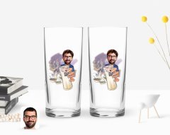 Kişiye Özel Erkek Karikatürlü İkili Rakı Bardağı Seti-1