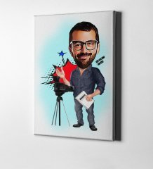 Kişiye Özel Bay Yönetmen Karikatür Kanvas Tablo (50 x 70 cm.) 1