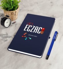 Kişiye Özel Eczacı Lacivert Defter Kalem Seti-3