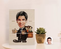 Kişiye Özel Erkek Avukat Karikatürlü Otantik Masaüstü Ahşap Palet Çerçeve-2
