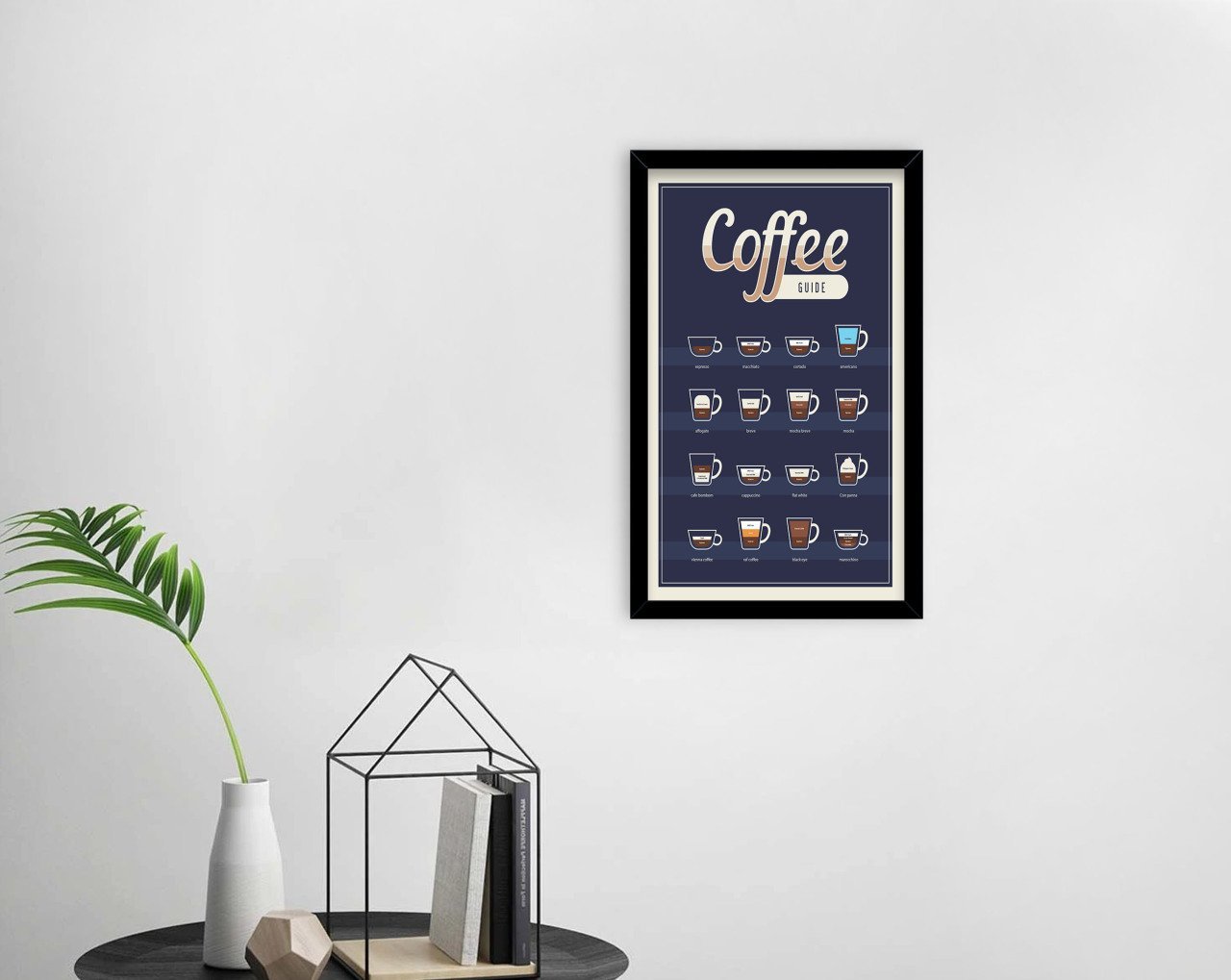 BK Home Coffee Tasarımlı Dekoratif Ahşap Siyah Çerçeveli Tablo-24