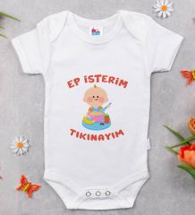 BK Kids Ep İsterim Tasarımlı Beyaz Bebek Body Zıbın-5