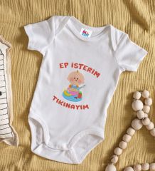 BK Kids Ep İsterim Tasarımlı Beyaz Bebek Body Zıbın-5