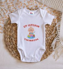 BK Kids Ep İsterim Tasarımlı Beyaz Bebek Body Zıbın-5
