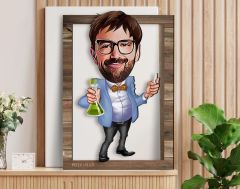 BK Gift Kişiye Özel Erkek Kimya Öğretmeni Karikatürlü 3D Ahşap Tablo, Sevgiliye Hediye, Arkadaşa Hediye, Yıl Dönümü Hediyesi, Doğum Günü Hediyesi-1