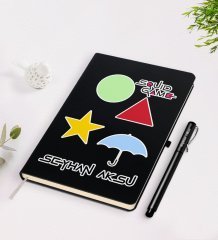 Kişiye Özel Squid Game Tasarımlı Siyah Defter ve Kalem Seti-4