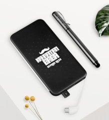 Kişiye Özel Kahraman Baba Siyah 5000 mAh Powerbank ve Kalem Seti