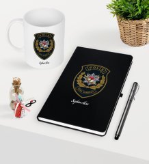 Kişiye Özel Polis Özel Harekat Temalı Siyah Defter Kalem Kupa Seti