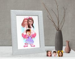 Kişiye Özel 3 Kardeş Karikatürlü Dekoratif Çerçeve-3