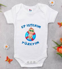 BK Kids Ep İsterim Tasarımlı Beyaz Bebek Body Zıbın-4