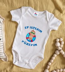 BK Kids Ep İsterim Tasarımlı Beyaz Bebek Body Zıbın-4