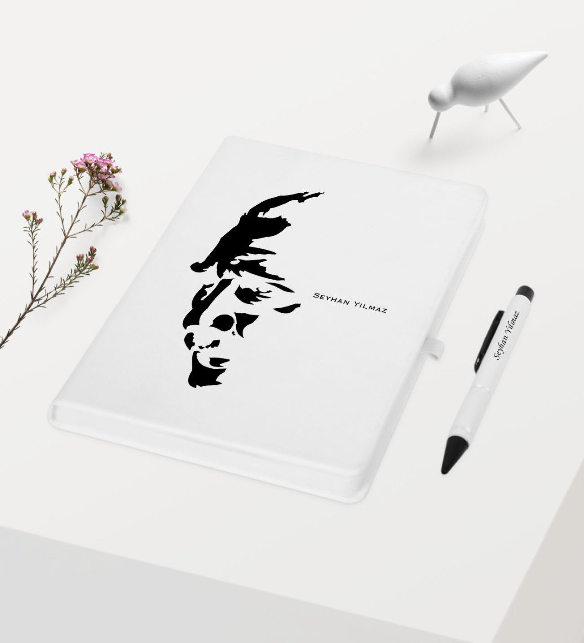 Kişiye Özel Atatürk Temalı Beyaz Defter Kalem Hediye Seti - 7
