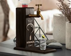 BK Gift Kişiye Özel Kabartma İsimli Musluklu Siyah(Ebony) Ahşap Vodka Standı, Vodka Çeşmesi, Doğum Günü Hediyesi, Ev Hediyesi, İçecek Dispenseri-3