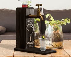 BK Gift Kişiye Özel Kabartma İsimli Musluklu Siyah(Ebony) Ahşap Vodka Standı, Vodka Çeşmesi, Doğum Günü Hediyesi, Ev Hediyesi, İçecek Dispenseri-3