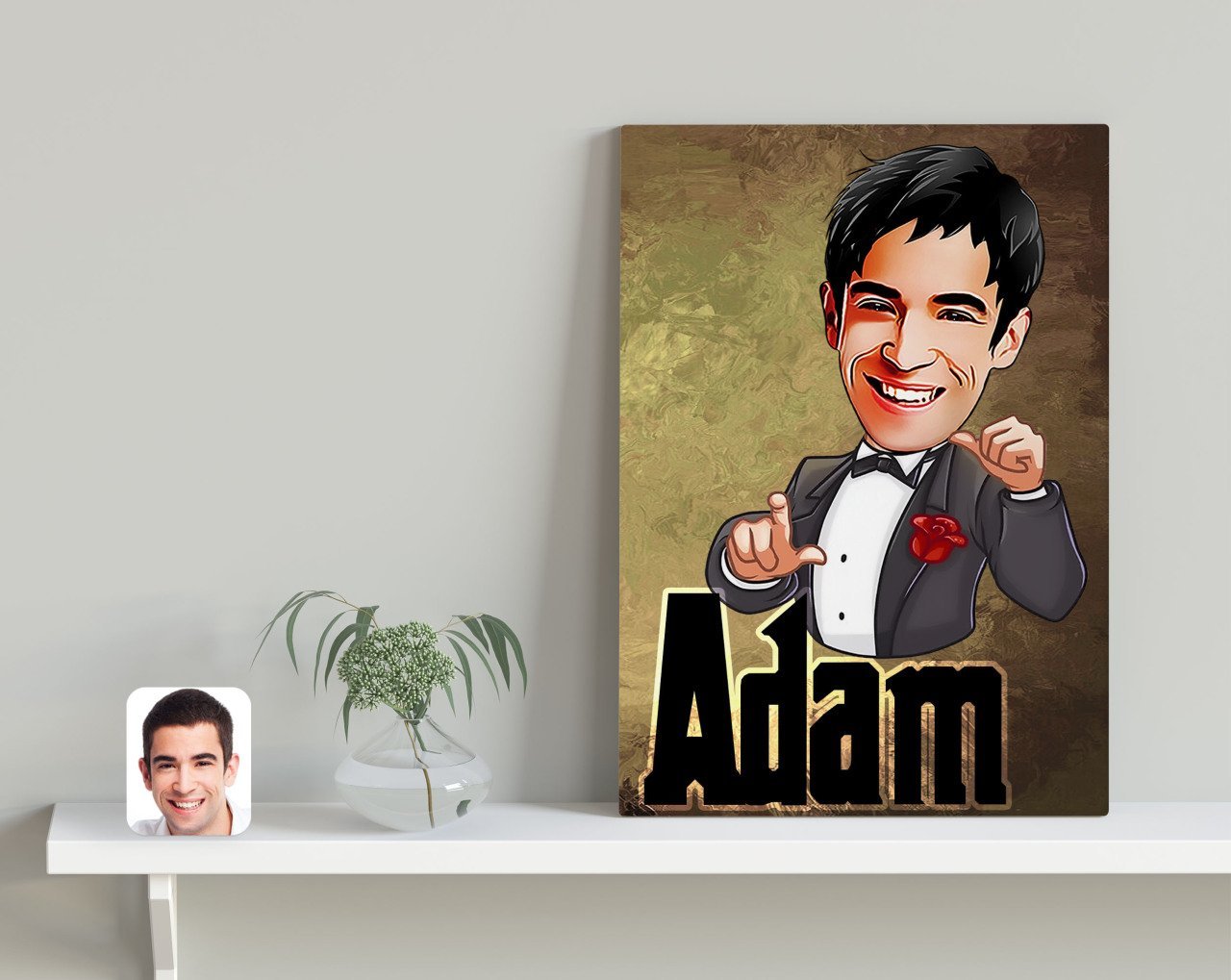 Kişiye Özel Adam Karikatürlü Kanvas Tablo 30x50cm-2