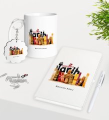Kişiye Özel Tarih Öğretmeni Kupa Anahtarlık Beyaz Defter Kalem Hediye Seti-2