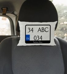 Kişiye Özel Plakalı Dikdörtgen Araç Koltuk Yastığı-1