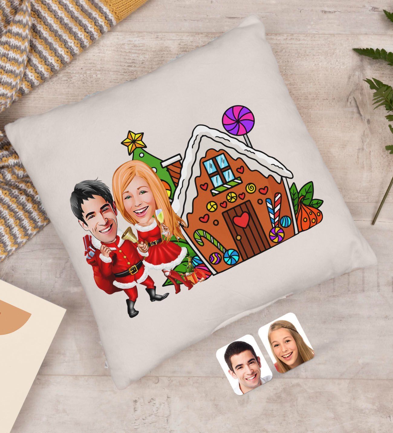 BK Gift Kişiye Özel Sevgililer Yeni Yıl Karikatürlü Beyaz Yastık-1