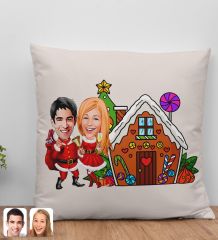 BK Gift Kişiye Özel Sevgililer Yeni Yıl Karikatürlü Beyaz Yastık-1