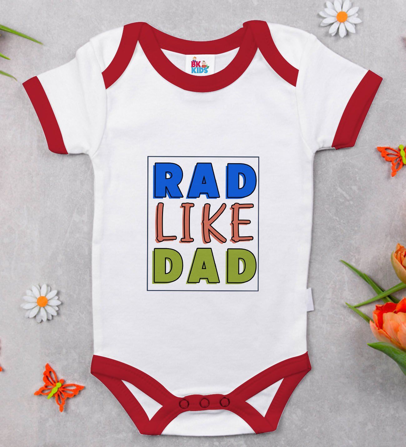 BK Kids Rad Like Dad Tasarımlı Kırmızı Bebek Body Zıbın-1