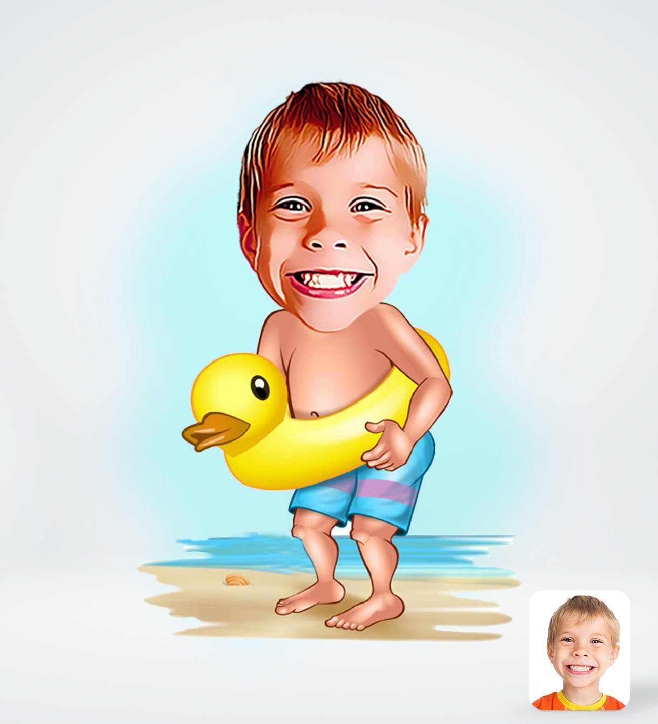 BK Gift Kişiye Özel Tatilci Çocuk Karikatürlü Sosyal Medya Dijital Profil Fotoğrafı - Model 1