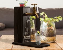 BK Gift Kişiye Özel Kabartma İsimli Musluklu Siyah(Ebony) Ahşap Vodka Standı, Vodka Çeşmesi, Doğum Günü Hediyesi, Ev Hediyesi, İçecek Dispenseri-2