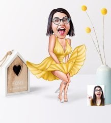 Kişiye Özel Marilyn Monroe Karikatür Ahşap Biblo - 1