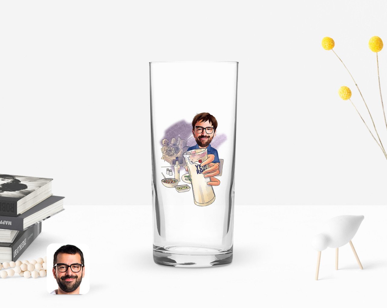 Kişiye Özel Erkek Karikatürlü Rakı Bardağı-1