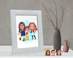 Kişiye Özel 3 Kardeş Karikatürlü Dekoratif Çerçeve-1