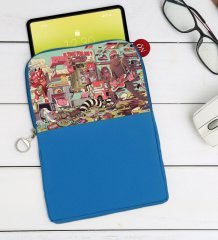 BK Gift Modern Soyut Tasarımlı Taşınabilir Koruyucu Tablet Kılıfı & Organizer Çanta - Mavi-7