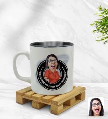Kişiye Özel Kadın Nihayetinde Karikatürlü İçi Siyah Renkli Kupa Bardak Model 3