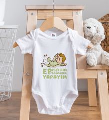 BK Kids Ep İsterim Tasarımlı Beyaz Bebek Body Zıbın-2