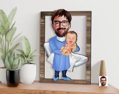 BK Gift Kişiye Özel Kadın Doğum Uzmanı Karikatürlü 3D Ahşap Tablo, Sevgiliye Hediye, Arkadaşa Hediye, Yıl Dönümü Hediyesi, Doğum Günü Hediyesi-1