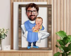 BK Gift Kişiye Özel Kadın Doğum Uzmanı Karikatürlü 3D Ahşap Tablo, Sevgiliye Hediye, Arkadaşa Hediye, Yıl Dönümü Hediyesi, Doğum Günü Hediyesi-1