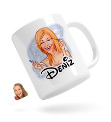 Kişiye Özel Kadın Karikatürlü Beyaz Kupa Bardak-21