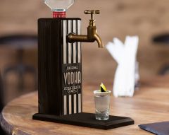BK Gift Kişiye Özel Kabartma İsimli Musluklu Siyah(Ebony) Ahşap Vodka Standı, Vodka Çeşmesi, Doğum Günü Hediyesi, Ev Hediyesi, İçecek Dispenseri-1