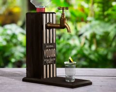 BK Gift Kişiye Özel Kabartma İsimli Musluklu Siyah(Ebony) Ahşap Vodka Standı, Vodka Çeşmesi, Doğum Günü Hediyesi, Ev Hediyesi, İçecek Dispenseri-1