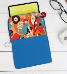 BK Gift Modern Soyut Tasarımlı Taşınabilir Koruyucu Tablet Kılıfı & Organizer Çanta - Mavi-6