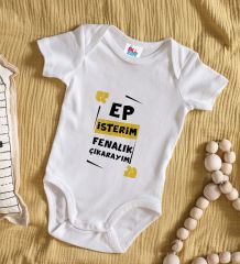 BK Kids Ep İsterim Tasarımlı Beyaz Bebek Body Zıbın-1