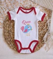 BK Kids Queen Tasarımlı Kırmızı Bebek Body Zıbın-1