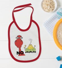 BK Kids No Problem Tasarımlı Kırmızı Bebek Mama Önlüğü-1