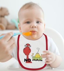 BK Kids No Problem Tasarımlı Kırmızı Bebek Mama Önlüğü-1