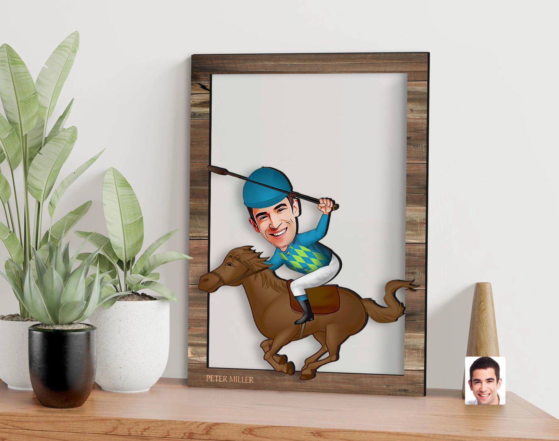 BK Gift Kişiye Özel Erkek Jokey Karikatürlü 3D Ahşap Tablo, Sevgiliye Hediye, Arkadaşa Hediye, Yıl Dönümü Hediyesi, Doğum Günü Hediyesi-1