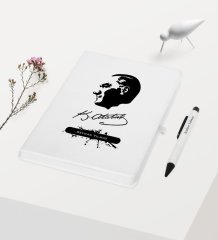 Kişiye Özel Atatürk Temalı Beyaz Defter Kalem Hediye Seti - 4