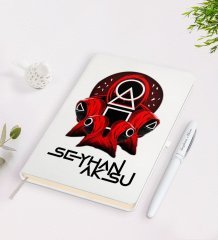 Kişiye Özel Squid Game Tasarımlı Beyaz Defter ve Kalem Seti-13